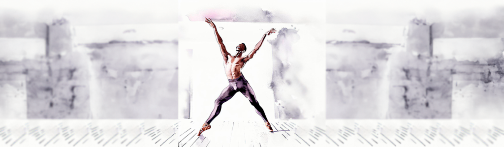 Illustration of black dancer with arms in the air.