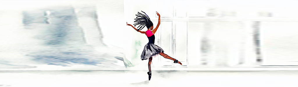 Illustration of female ballet dancer on pointe.